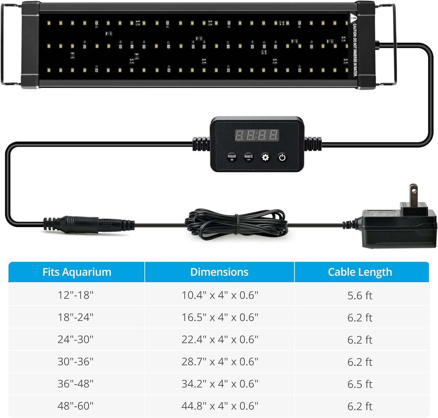 Classicled plus LED Aquarium Light with Timer, 32 Watts, for 48 to 54 Inch Fish Tank Light, Daylight and Moonlight Cycle