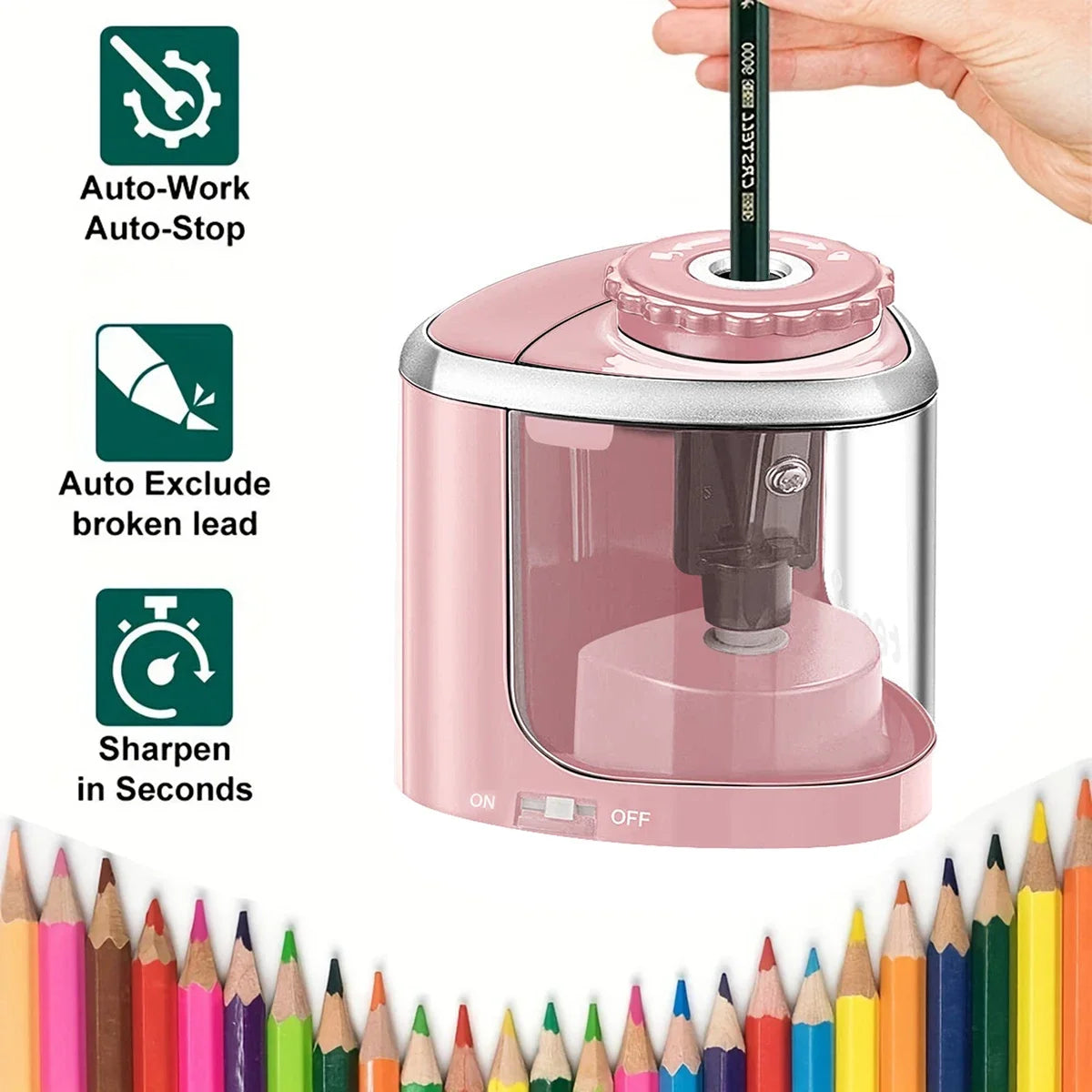 Electric Sharpener Desktop Automatic Pencil Sharpener Suitable to Pencils (6-8Mm) for Students School Office Stationery