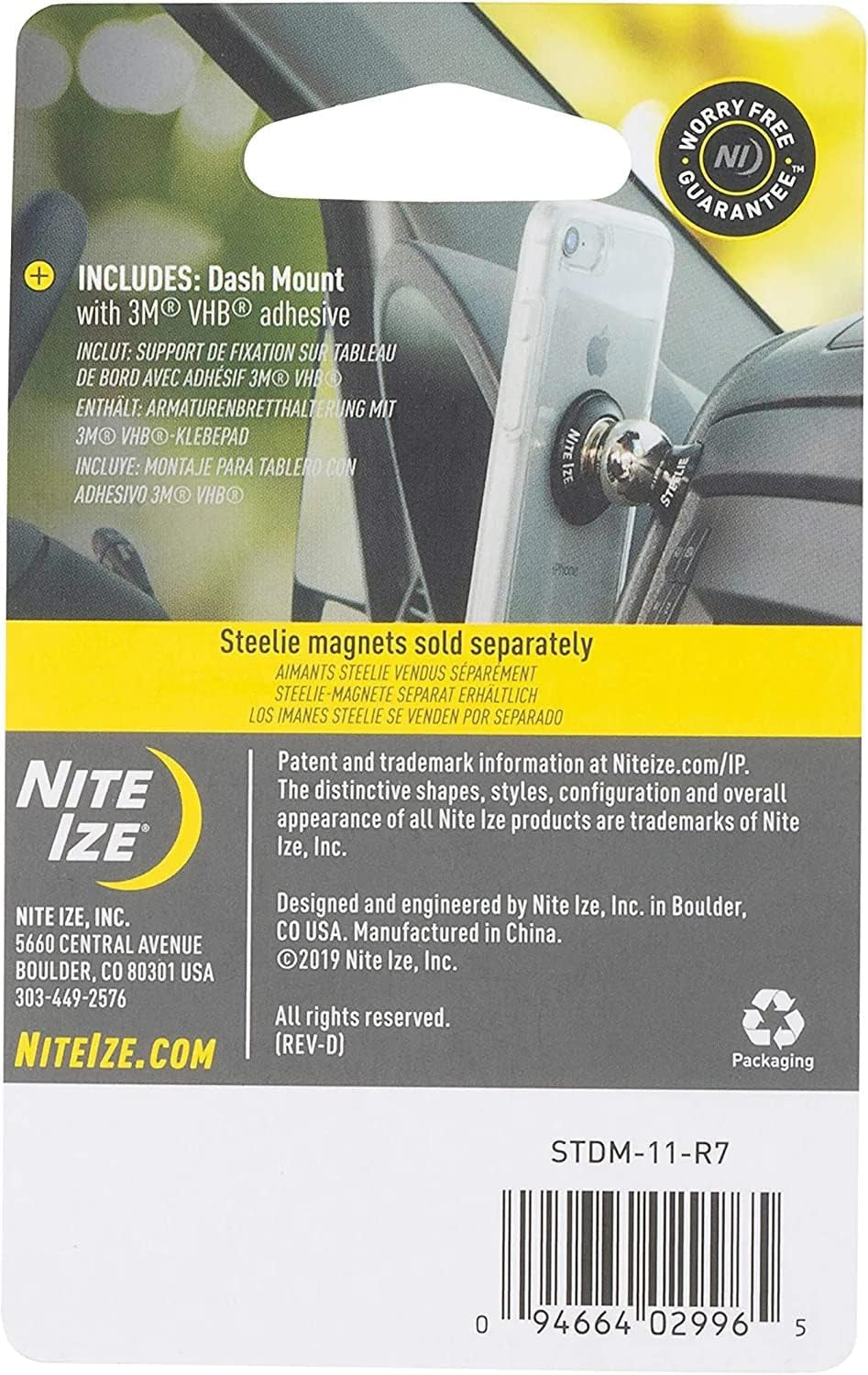 Nite Ize Steelie Dash Mount - Additional Car Mount Dash Ball for Steelie Magnetic Phone Mounting System - Cell Phone Accessories for Dashboard Mount Set