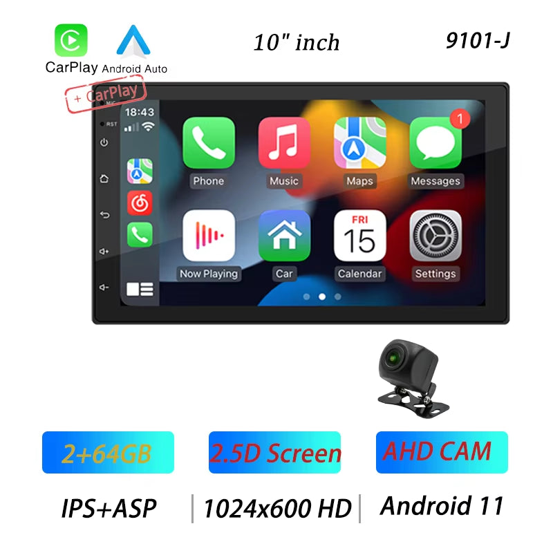 4Core 2 Din Car Radio Androidauto Carplay Android 13 GPS Car Audio 7"/9"/10" WIFI BT IPS Automotive Multimedia Player