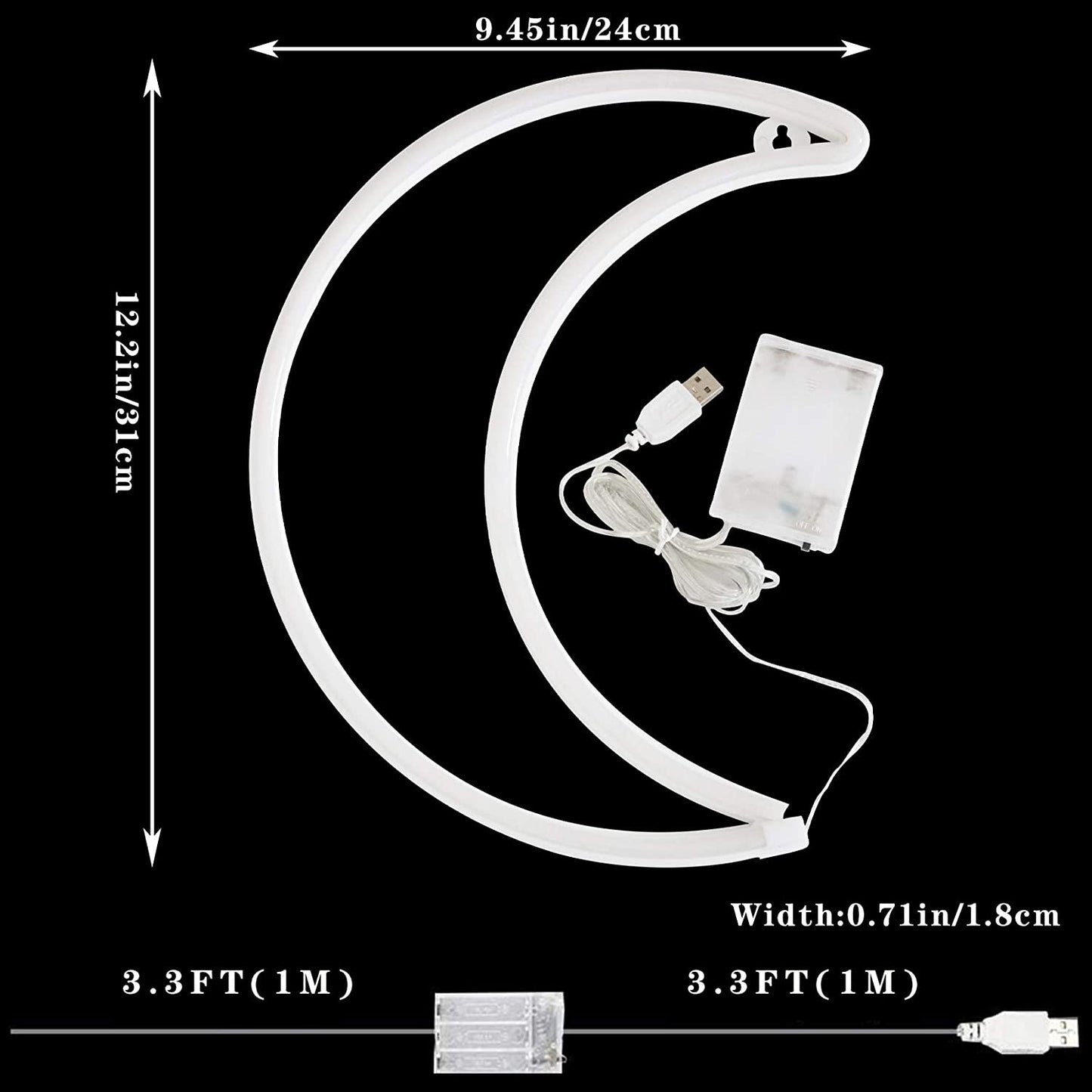 YAOZHOU LED Blue Moon Neon Light, Cute Neon Moon Sign,Christmas Room Decor Battery or USB Powered 5V Art LED Decorative Lights Night Lights Indoor for Home, Bedroom, Office,Dorm,Party (Blue Moon)