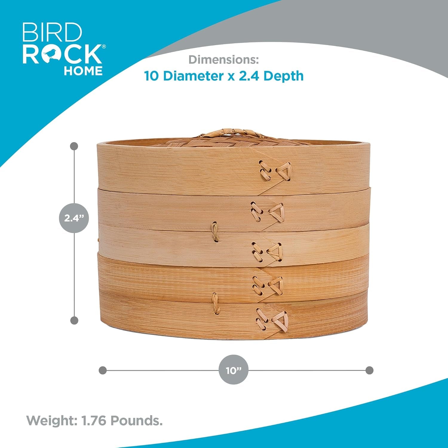 Birdrock Home Bamboo Steamer (Classic Bamboo, 10" Diameter)