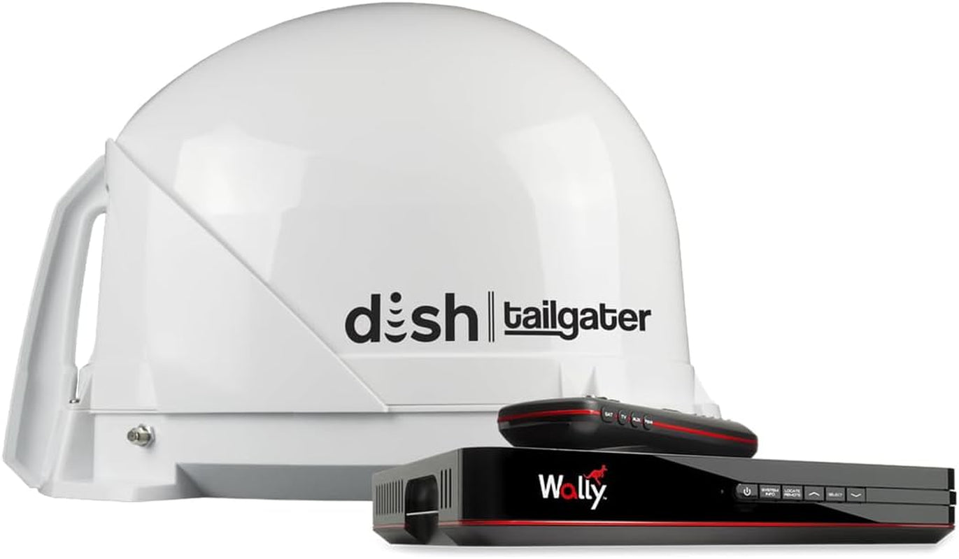 KING DT4450 DISH Tailgater Bundle - Portable/Roof Mountable Satellite TV Antenna and DISH Wally HD Receiver , White , Western & Eastern Arc Satellites