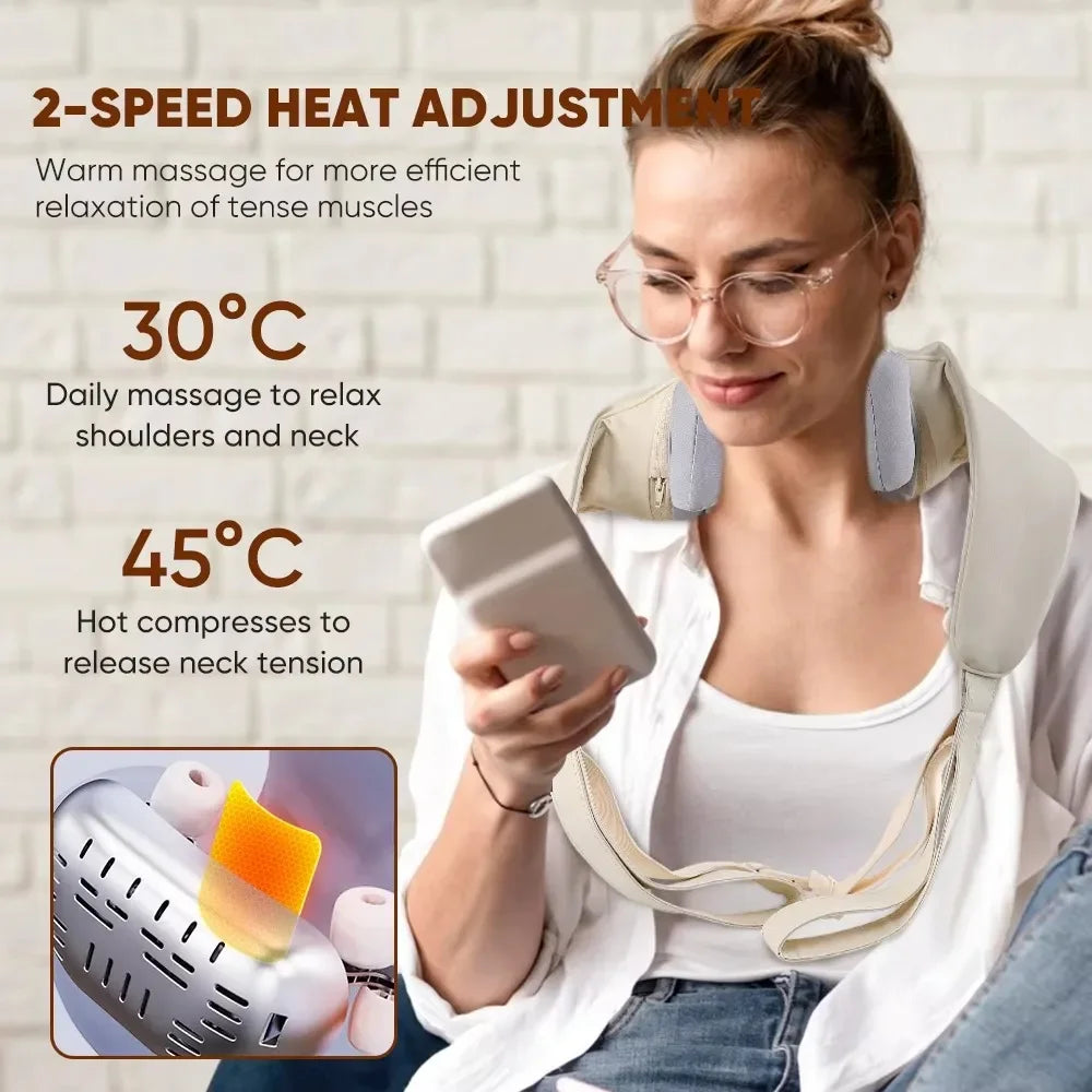Wireless Neck and Back Massager Shoulder Kneading Massage Shawl Cervical Relaxing Trapezius Massager