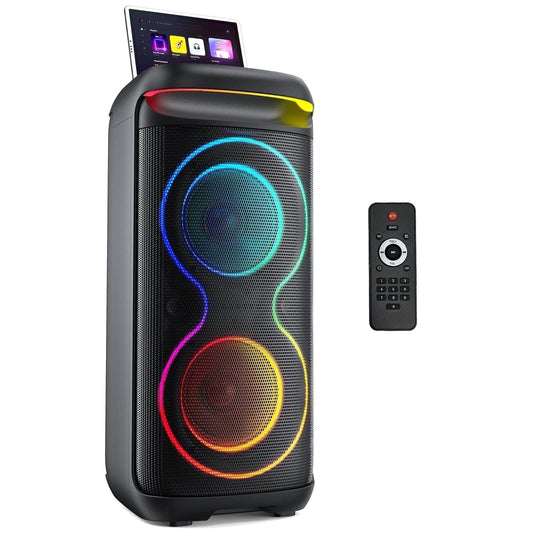 Speaker, Big Bluetooth Speaker with DJ Lights, Portable Wireless Large Party Speaker with Remote Control for Outdoor