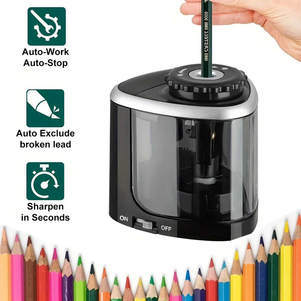 Electric Sharpener Desktop Automatic Pencil Sharpener Suitable to Pencils (6-8Mm) for Students School Office Stationery