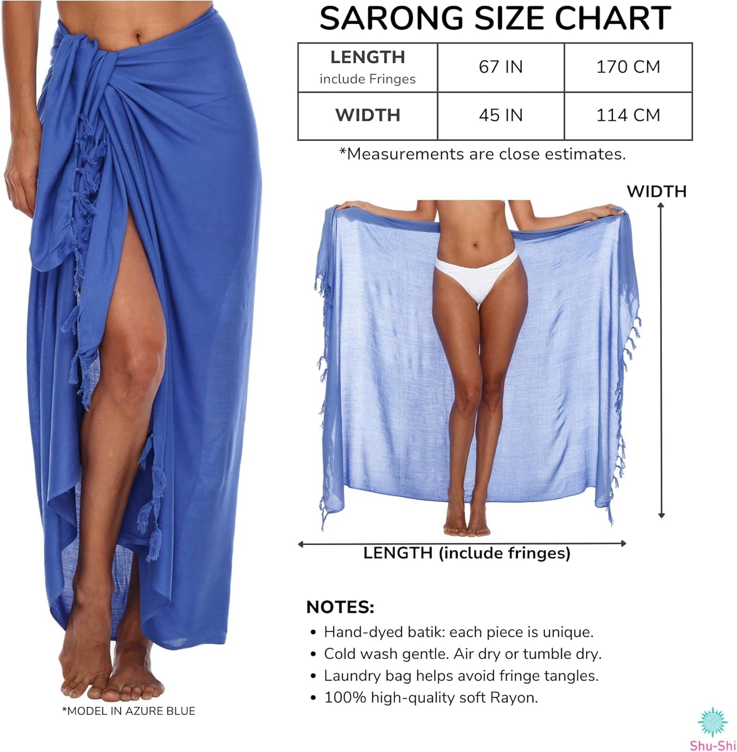 SHU-SHI Sarong Wraps for Women Beach Cover up Skirt Swimsuit Wrap Pareo Coverups