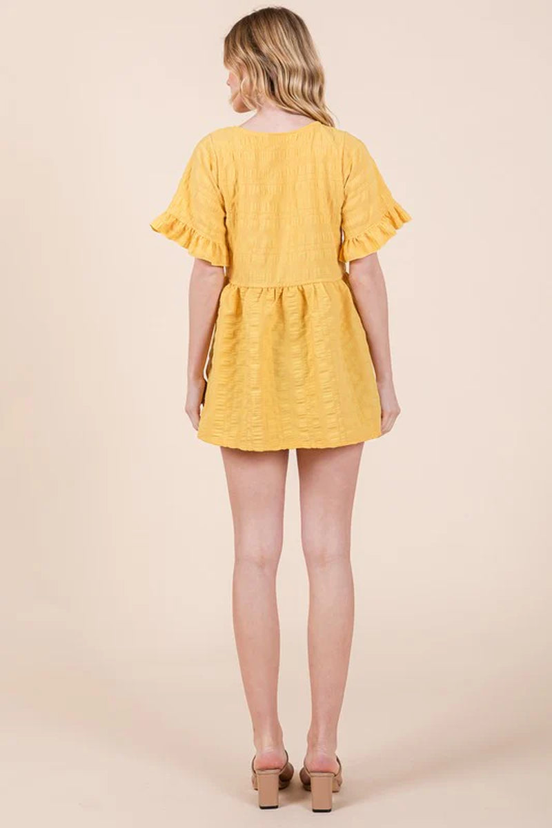 Textured Ruffle Sleeve Tunic