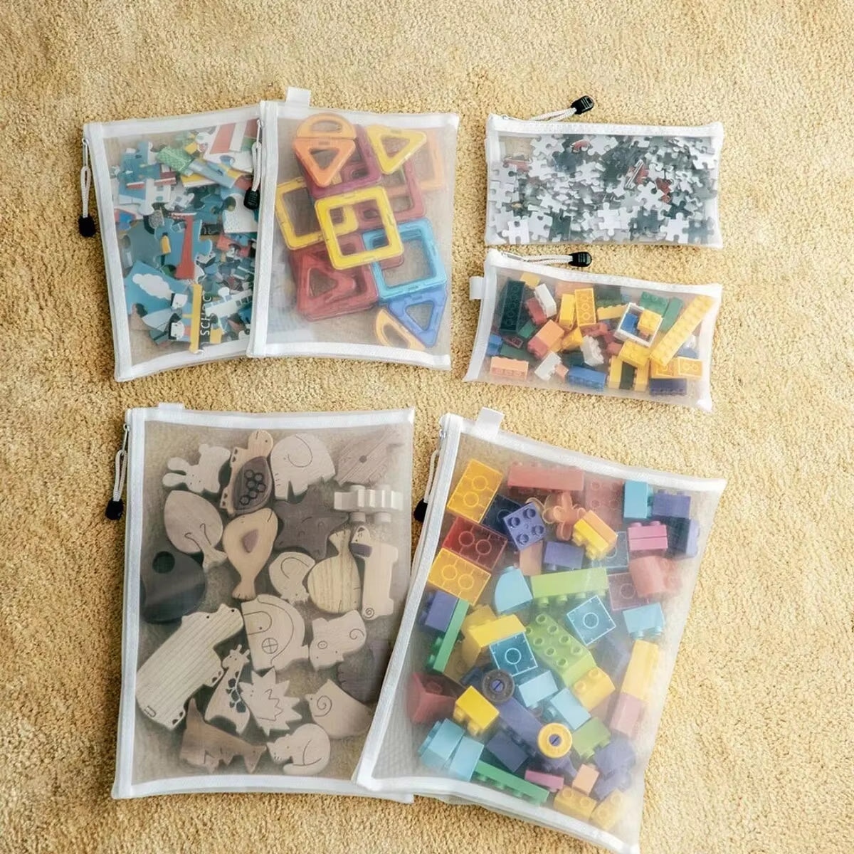 3Pcs Mesh Zipper Pouch A4A5A6 Student Waterproof Zip File Bag Makeup Bag School Office Supplies Miscellaneous Storage Organizer