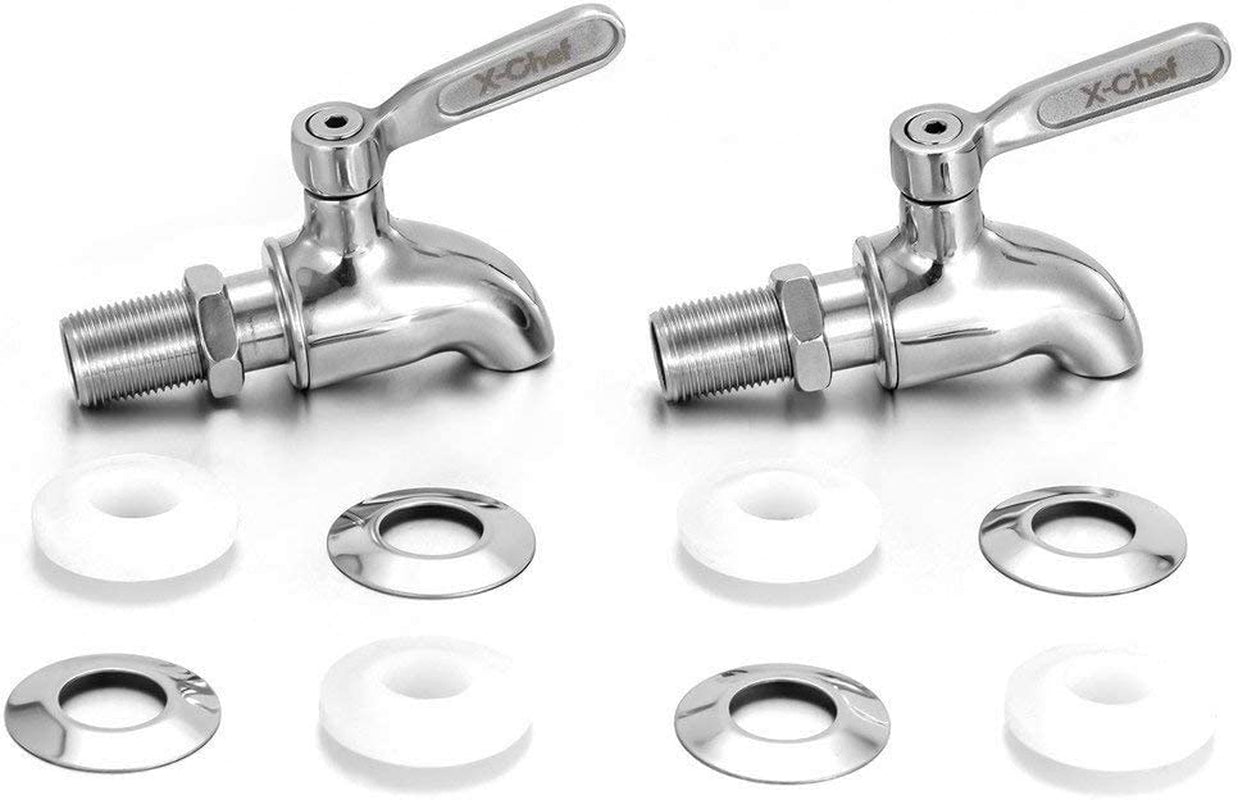 X-Chef 2 PCS Beverage Spigots Beverage Dispenser Spigot Replacement Stainless Steel Spigot for Glass Jar & Drink Dispenser