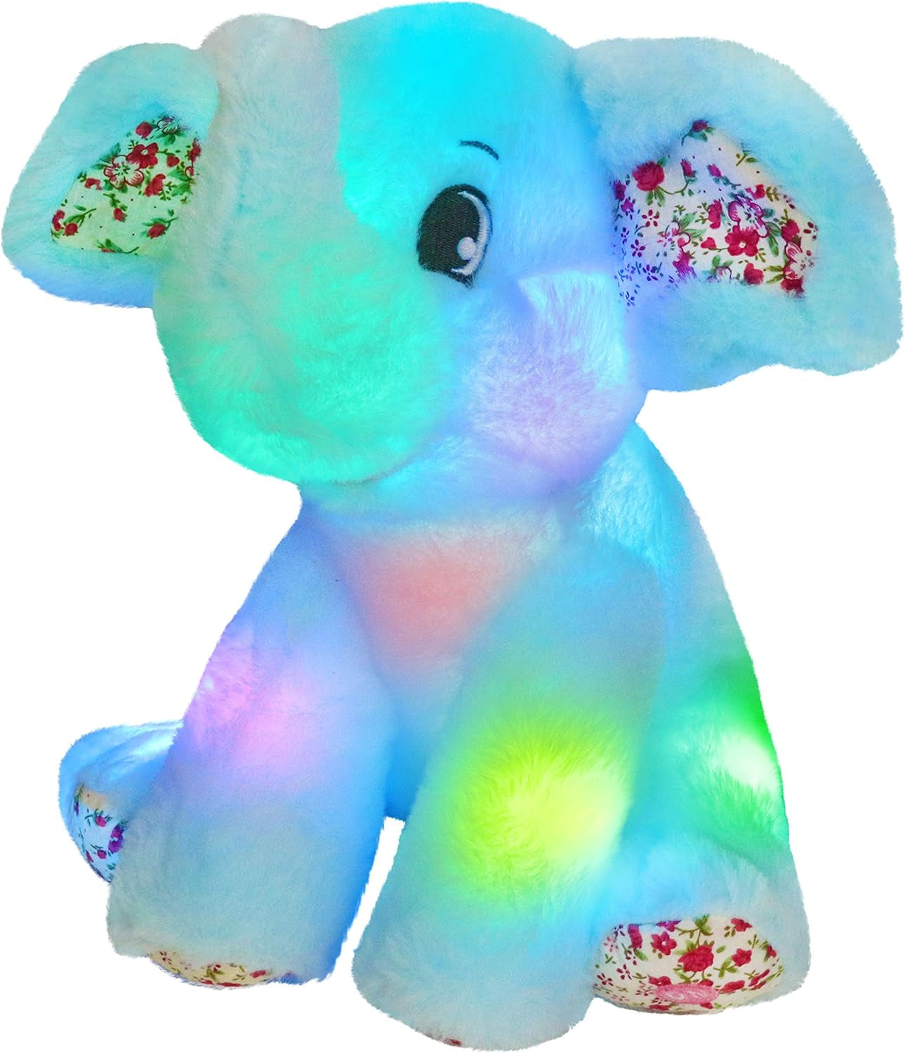 BSTAOFY Light up Elephant Soft Plush Toy Cozy Floppy LED Stuffed Animals Lullabies Nightlight Bedtime for Kids Birthday Valentines for Toddlers 12‘’