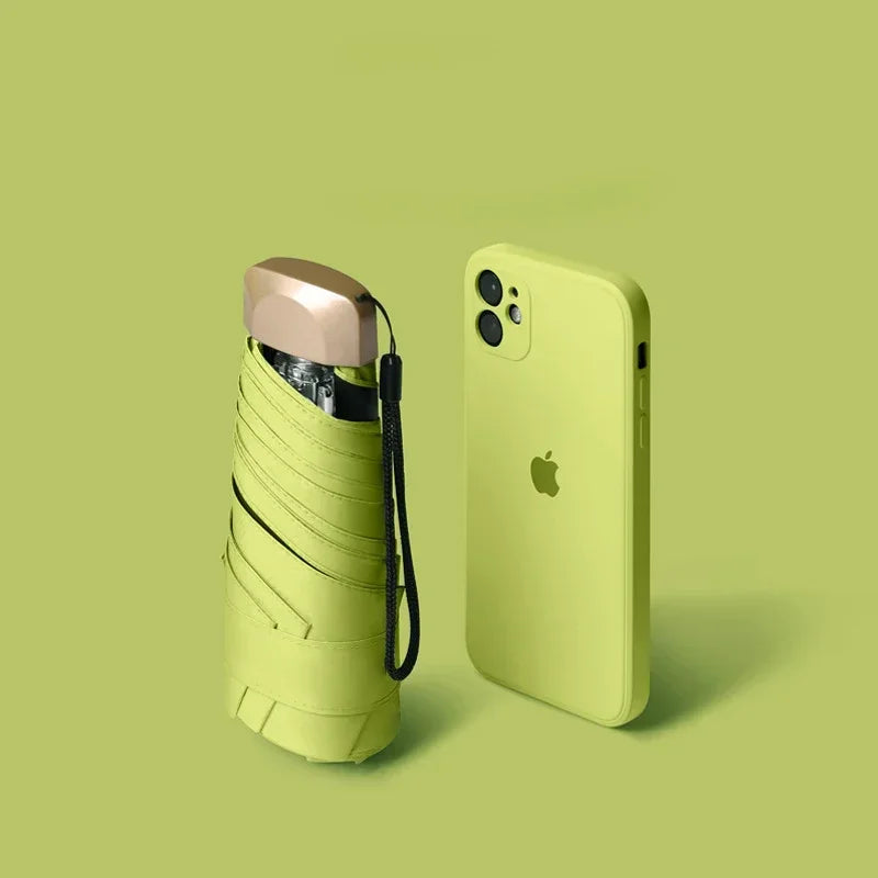 1Pc 55% off Mini Sun Umbrella Pocket Rain Umbrella Vinyl Folding UV Ultraviolet Protection Sun Shade Pocket Parasol Capsule