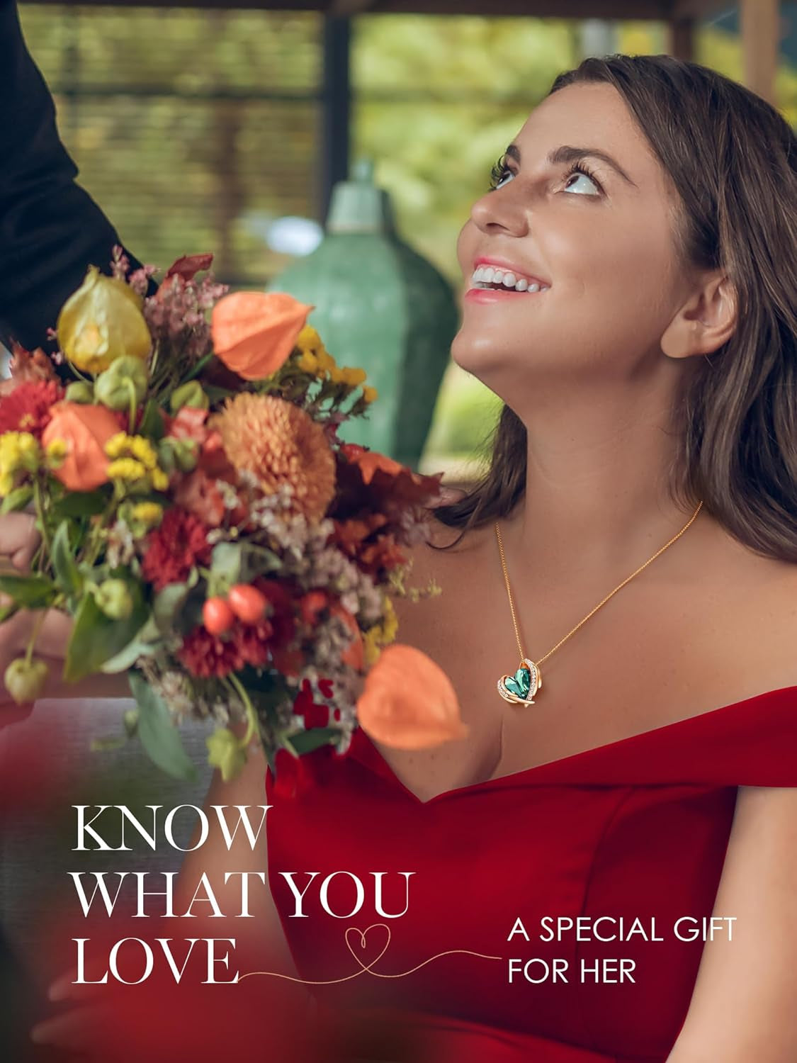 CDE Mothers Day Gifts for Mom，Love Heart Pendant Necklaces for Women, Silver Tone Rose Gold Tone Birthstone Jewelry Gifts for Wife Her