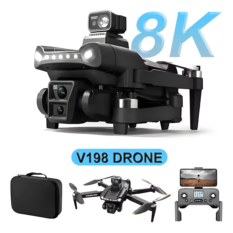 V198GPS Drone 8K Profesional HD Camera ESC Brushless Obstacle Avoidance Aerial Optical Foldable Quadcopter Mini Dron
