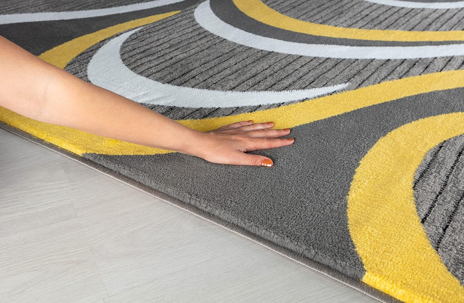 GLORY RUGS Modern Area Rug Swirls Carpet Bedroom Living Room Contemporary Dining Accent Sevilla Collection 4817A (Yellow, 4X6)