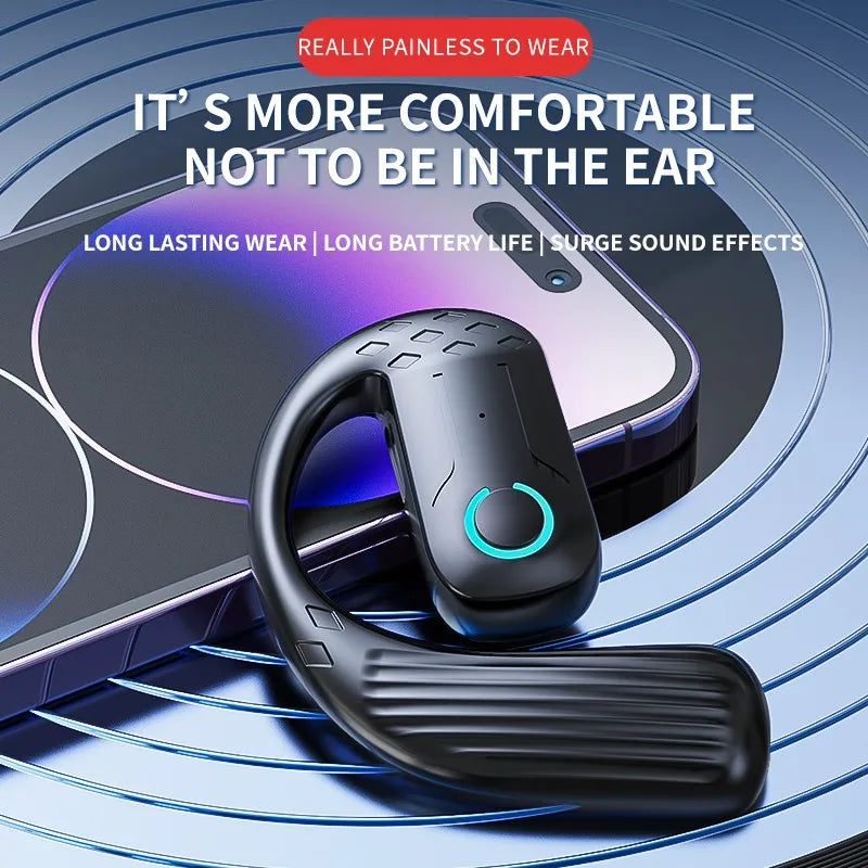 Bluetooth 5.4 Open Wireless Earphone 180° Rotation Adjustable Left Right Ear Universal Headset with Mic for Sport Business Music