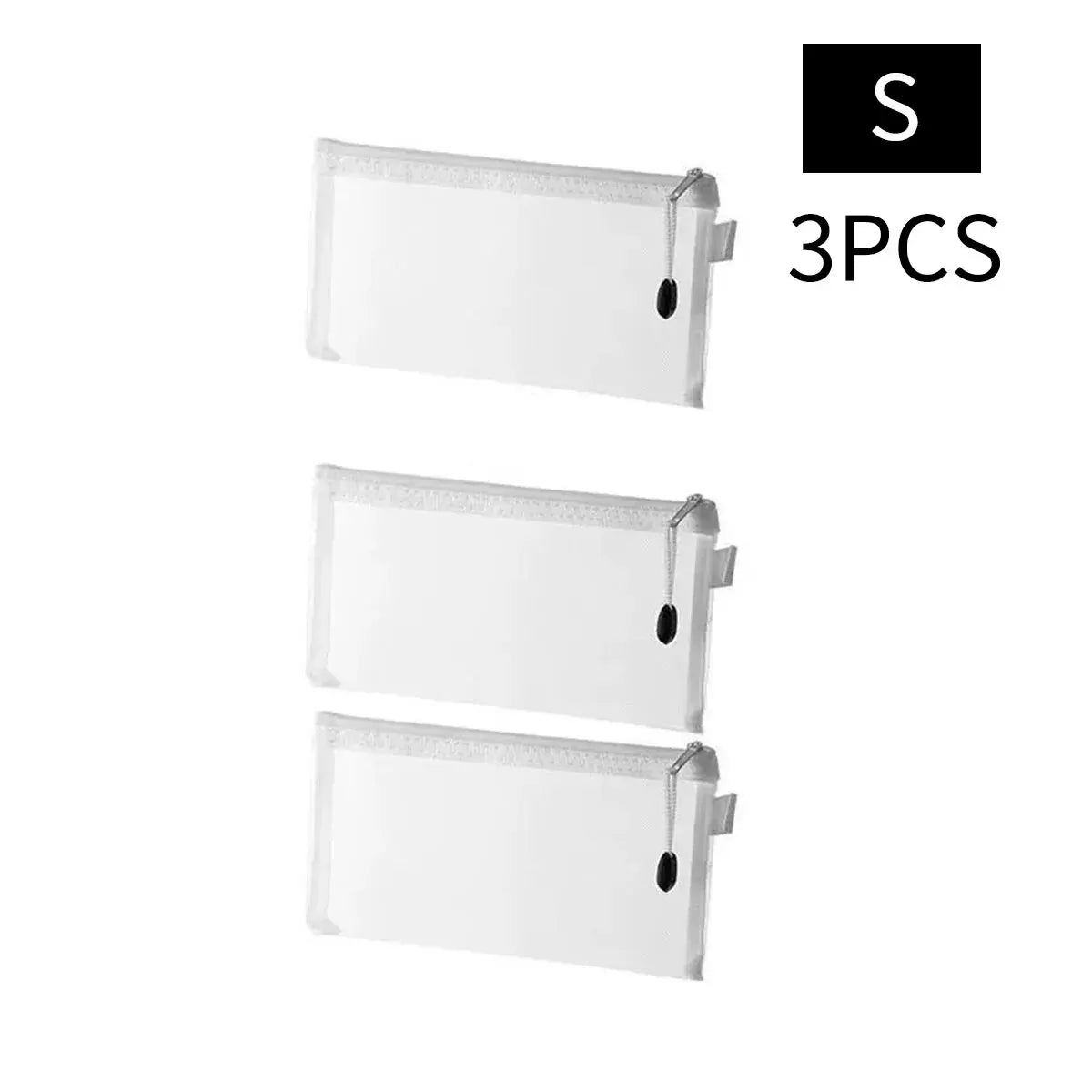 3Pcs Mesh Zipper Pouch A4A5A6 Student Waterproof Zip File Bag Makeup Bag School Office Supplies Miscellaneous Storage Organizer