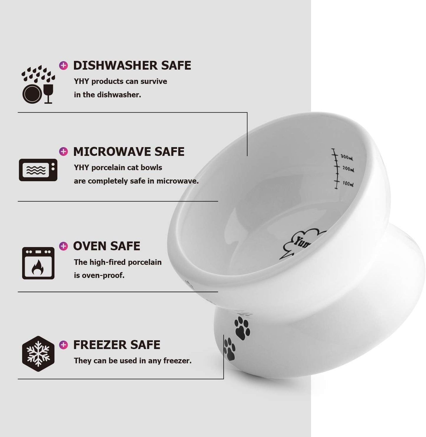 Y YHY Elevated Cat Food Bowl, Raised Food and Water Bowl for Cat and Small Dog, Tilted Ceramic Water Bowls No Spill,15Oz, Dishwasher Safe