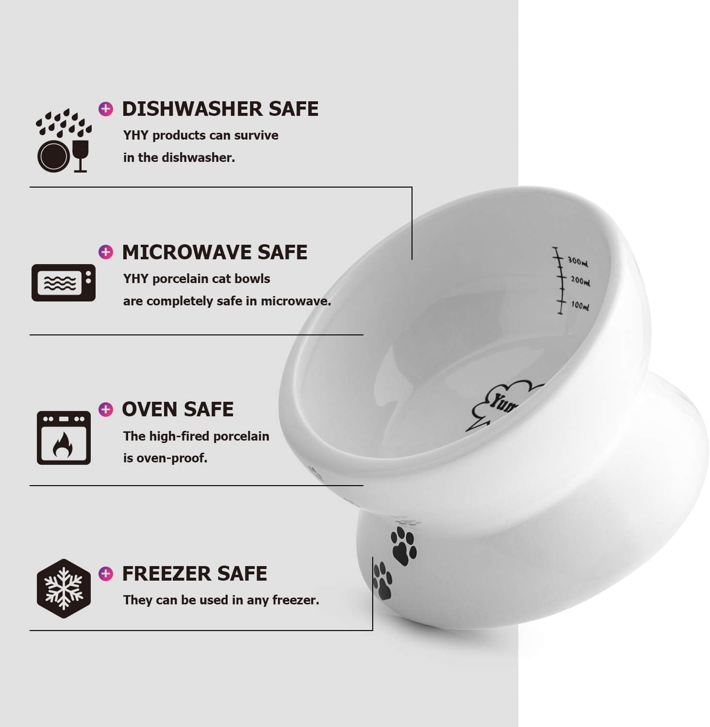 Y YHY Elevated Cat Food Bowl, Raised Food and Water Bowl for Cat and Small Dog, Tilted Ceramic Water Bowls No Spill,15Oz, Dishwasher Safe