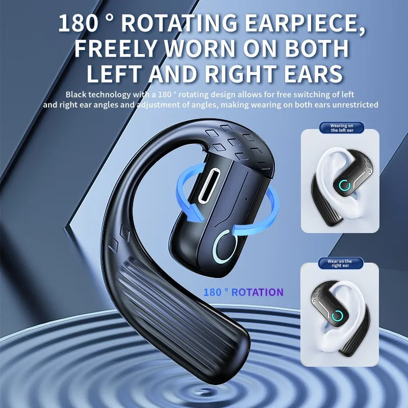 Bluetooth 5.4 Open Wireless Earphone 180° Rotation Adjustable Left Right Ear Universal Headset with Mic for Sport Business Music