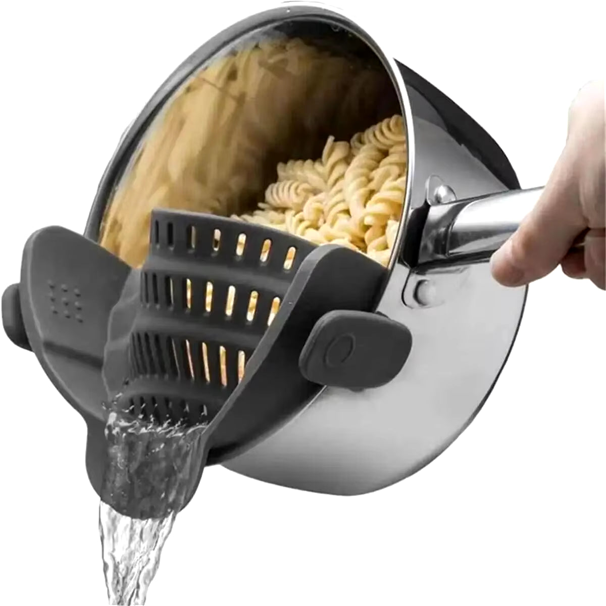 1Pc Adjustable Silicone Clip-On Strainer for Pots, Pans, and Bowls - Handheld Drainer for Noodles, Pasta