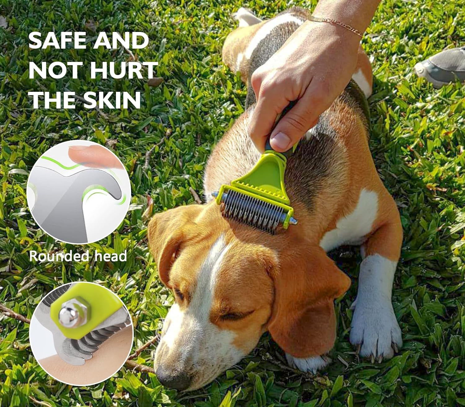 Pecute Pet Dematting Tool 2 Pack - Double Sided Undercoat Rake & Dematting Comb for Detangling Matted or Knotted Undercoat Hair, Great for Medium or Long-Haired Dogs & Cats