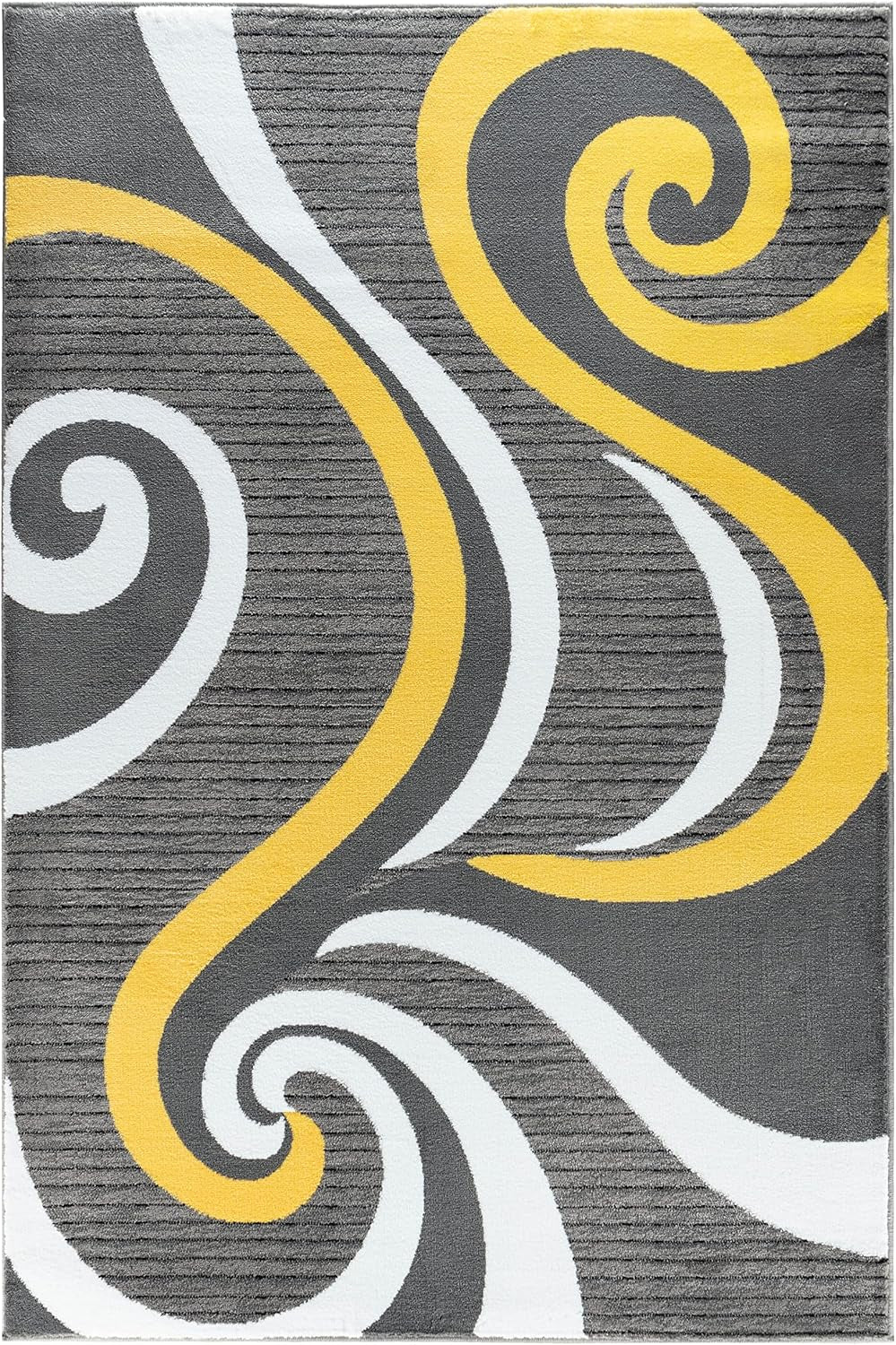 GLORY RUGS Modern Area Rug Swirls Carpet Bedroom Living Room Contemporary Dining Accent Sevilla Collection 4817A (Yellow, 4X6)