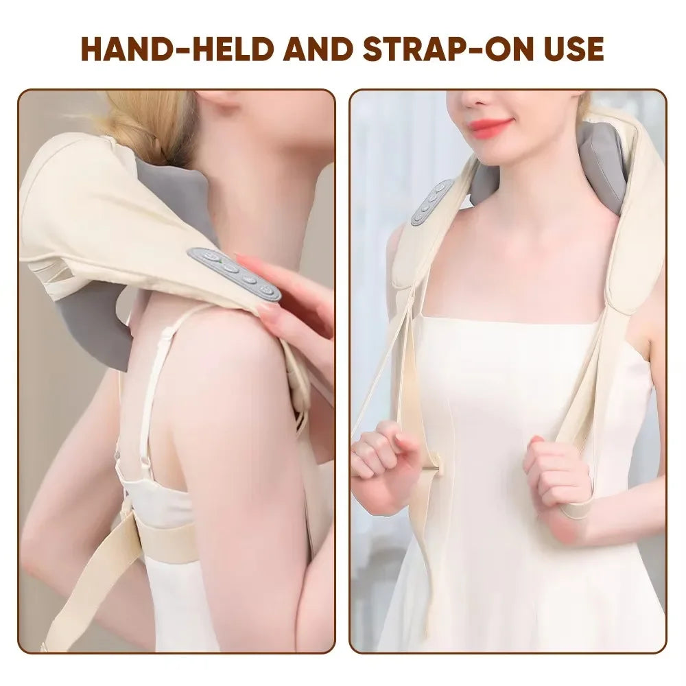 Wireless Neck and Back Massager Shoulder Kneading Massage Shawl Cervical Relaxing Trapezius Massager