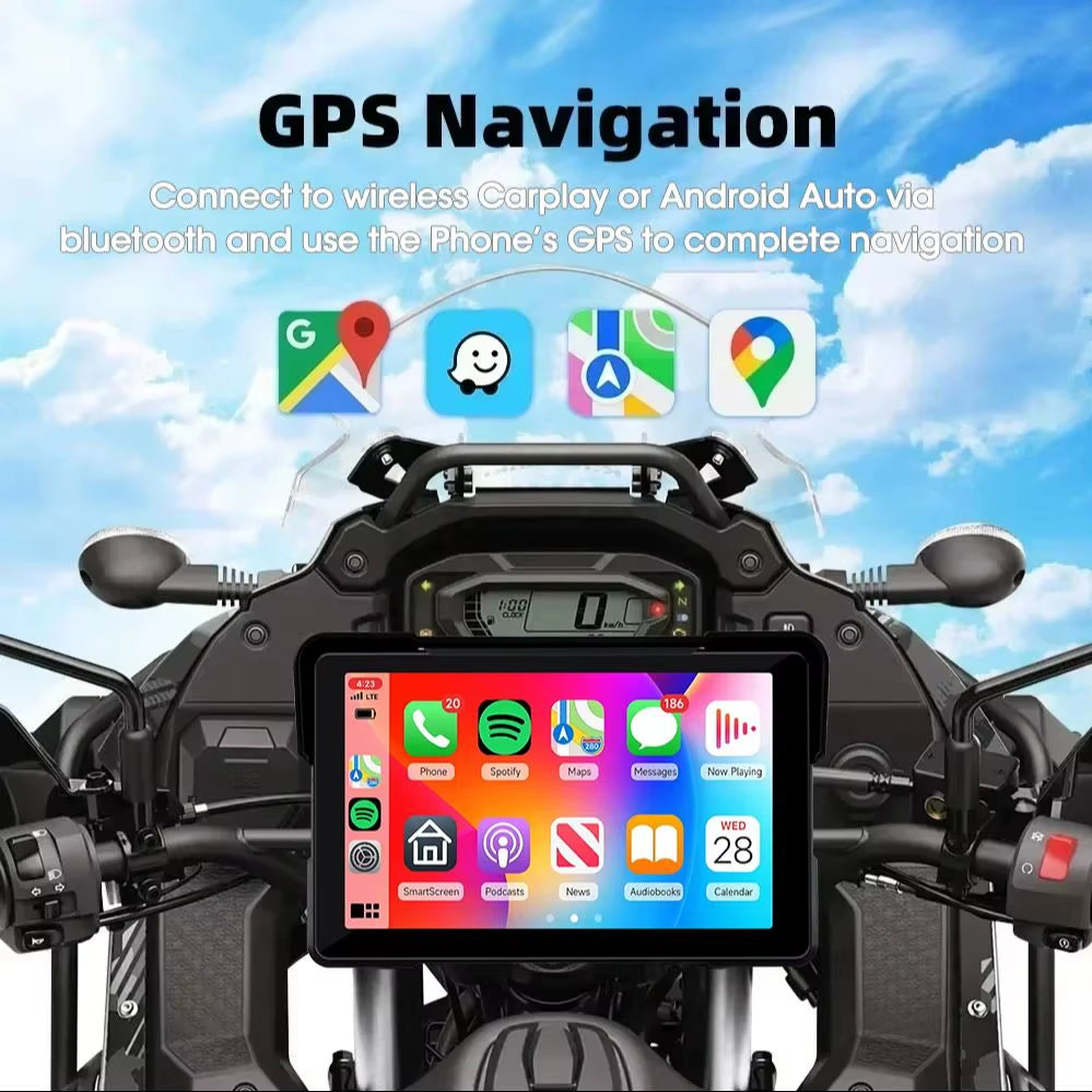 5/7 Inch Carplay Motorcycle DVR Navigation GPS Wireless Carplay Android Auto Airplay Display Screen Portable Moto Monitor IPX7