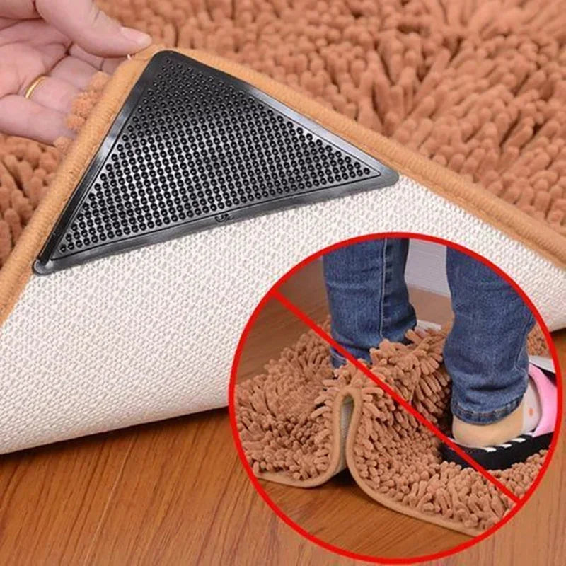 4/8Pcs Triangular Carpet anti Slip Stickers for Tile Floor Carpet Corner Pads, Washable and Reusable Nano anti Slip Fixed Pads