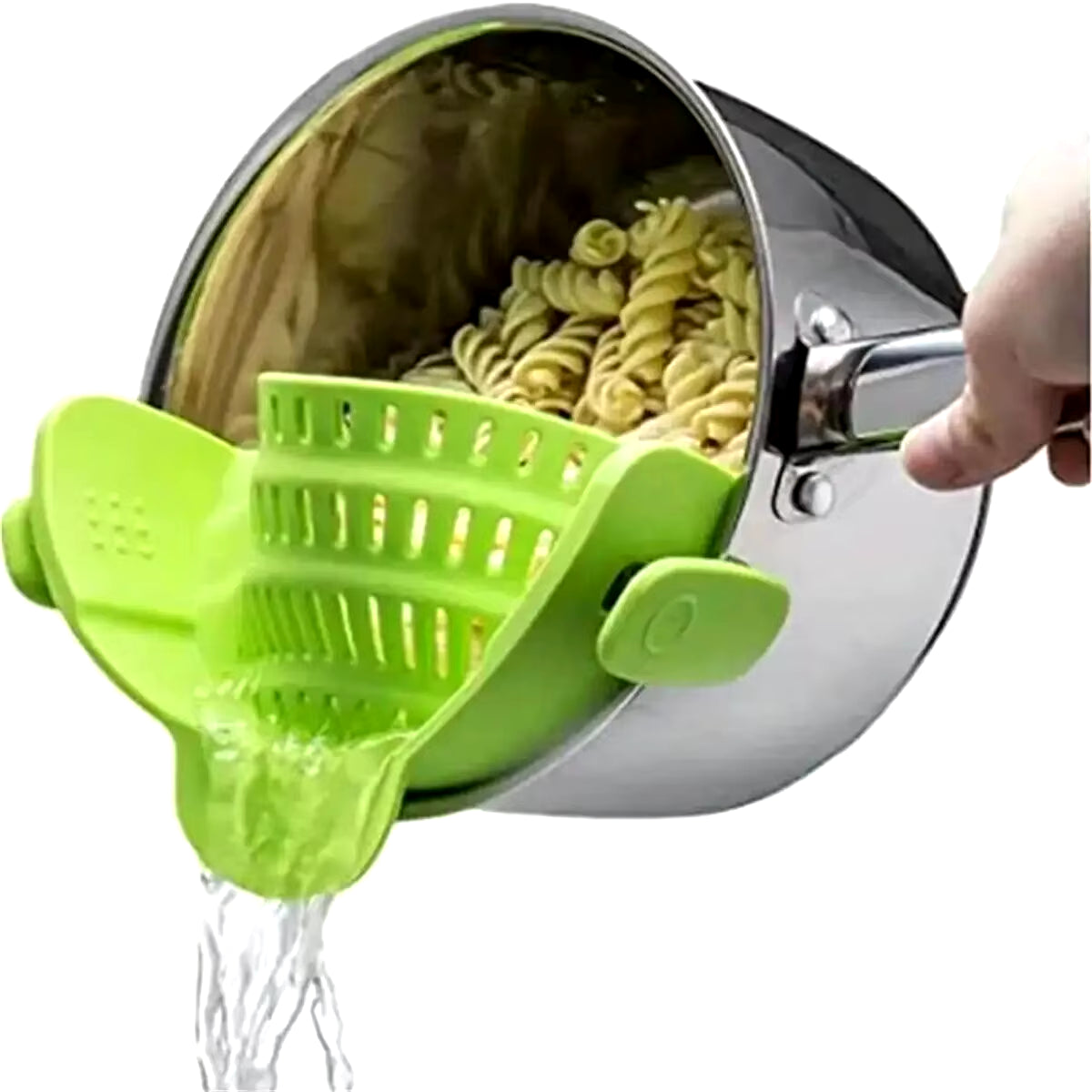 1Pc Adjustable Silicone Clip-On Strainer for Pots, Pans, and Bowls - Handheld Drainer for Noodles, Pasta
