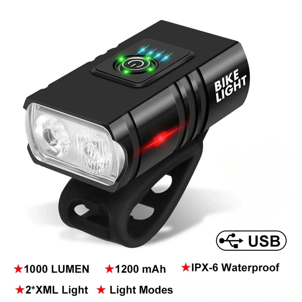 T6 LED Bike Front Light Bicycle Headlight Rechargeable Bright MTB Road Bike Head Lamp LED Cycling Flashlight for Night Riding
