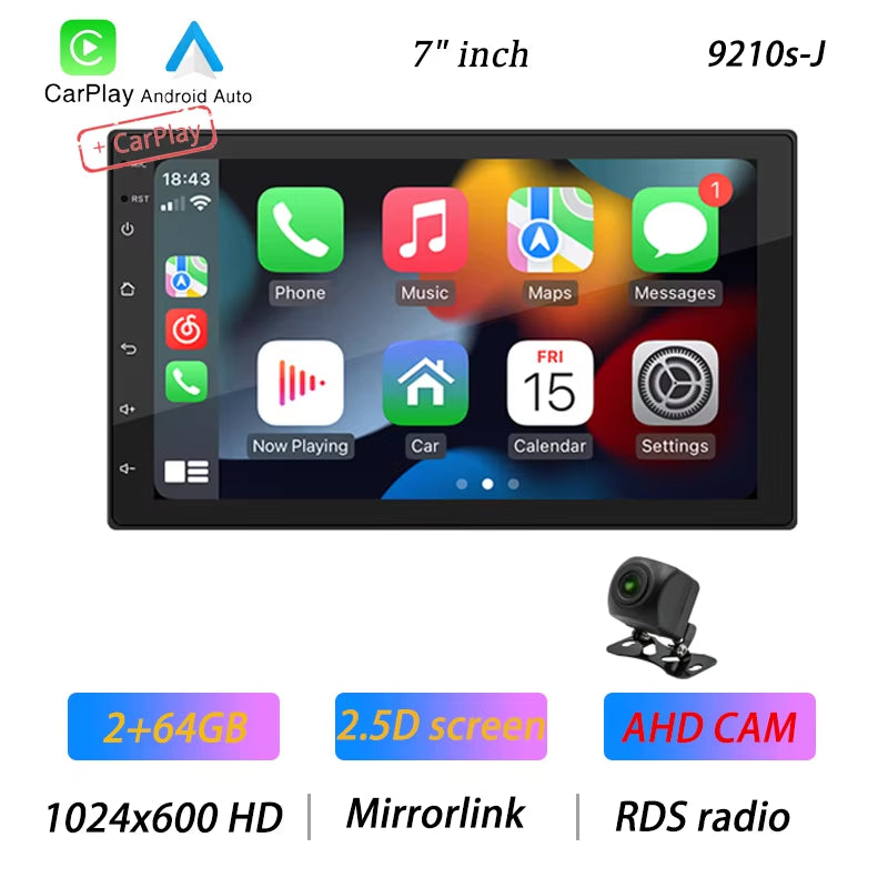 4Core 2 Din Car Radio Androidauto Carplay Android 13 GPS Car Audio 7"/9"/10" WIFI BT IPS Automotive Multimedia Player