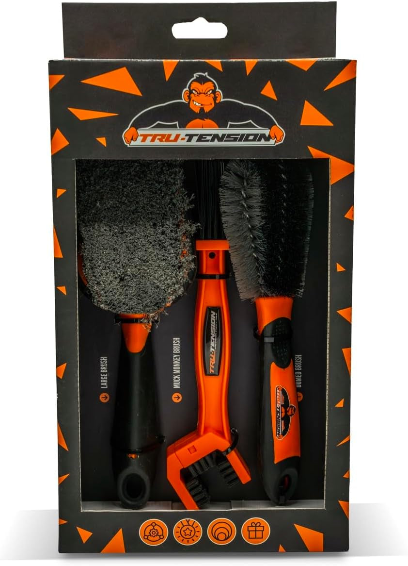 Tru-Tension | Premium Bicycle Brush Kit | Suitable for All Road, Mountain & Race Bikes | Bicycle Tools & Accessories | 3 Piece Bicycle Kit