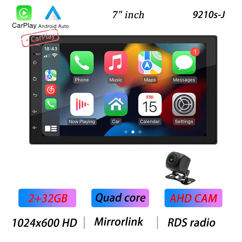 4Core 2 Din Car Radio Androidauto Carplay Android 13 GPS Car Audio 7"/9"/10" WIFI BT IPS Automotive Multimedia Player