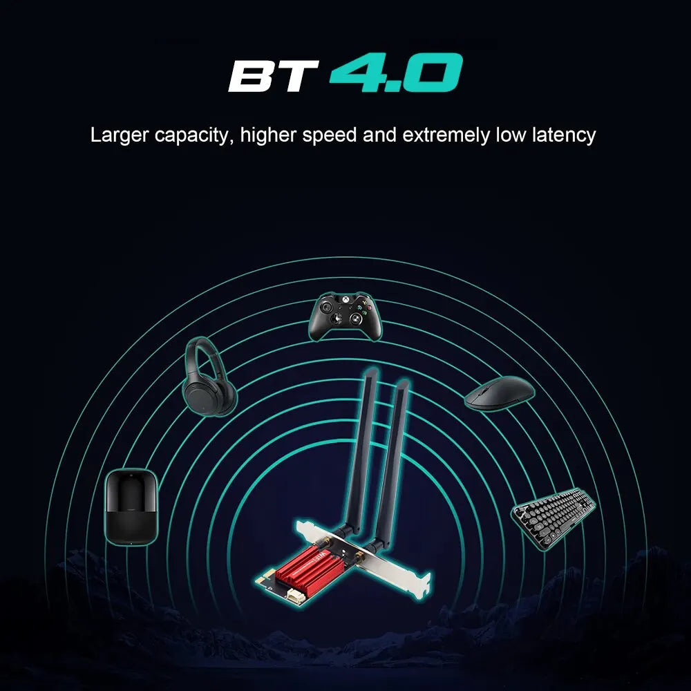 Wifi 5 PCI-E Wireless Adapter AC1200 Network Card Dual Band 2.4G/5Ghz 802.11AC for Bluetooth 4.0 Desktop Windows 7/8/10/11