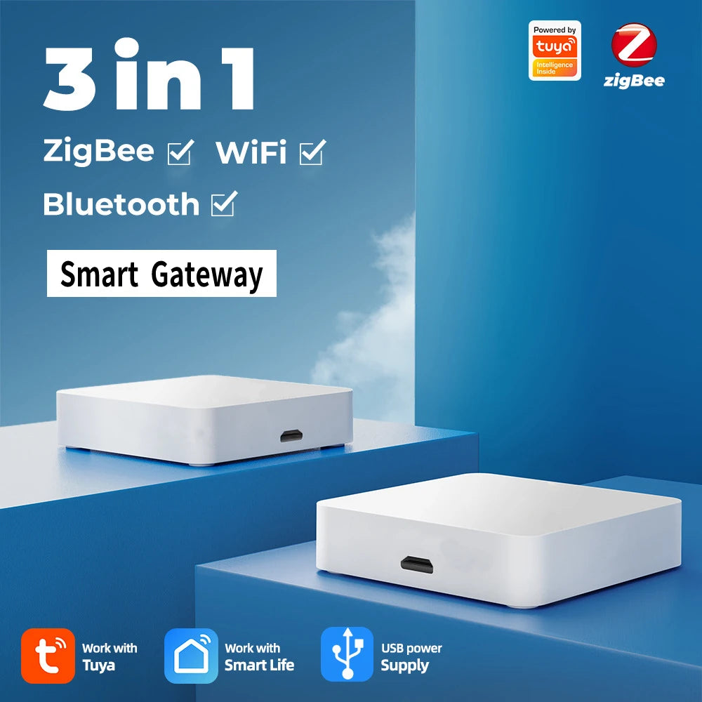 Tuya Zigbee Multi-Mode Gateway Hub Smart Home Wifi Bridge Bluetooth Mesh Smart Life Remote Control Works with Alexa Google Alice