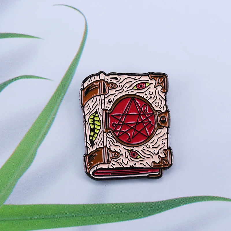 Necronomicon Brooch Book of the Dead Enamel Pin Weird Tales of H.P. Lovecraft Badge Reader of the Soul Accessory