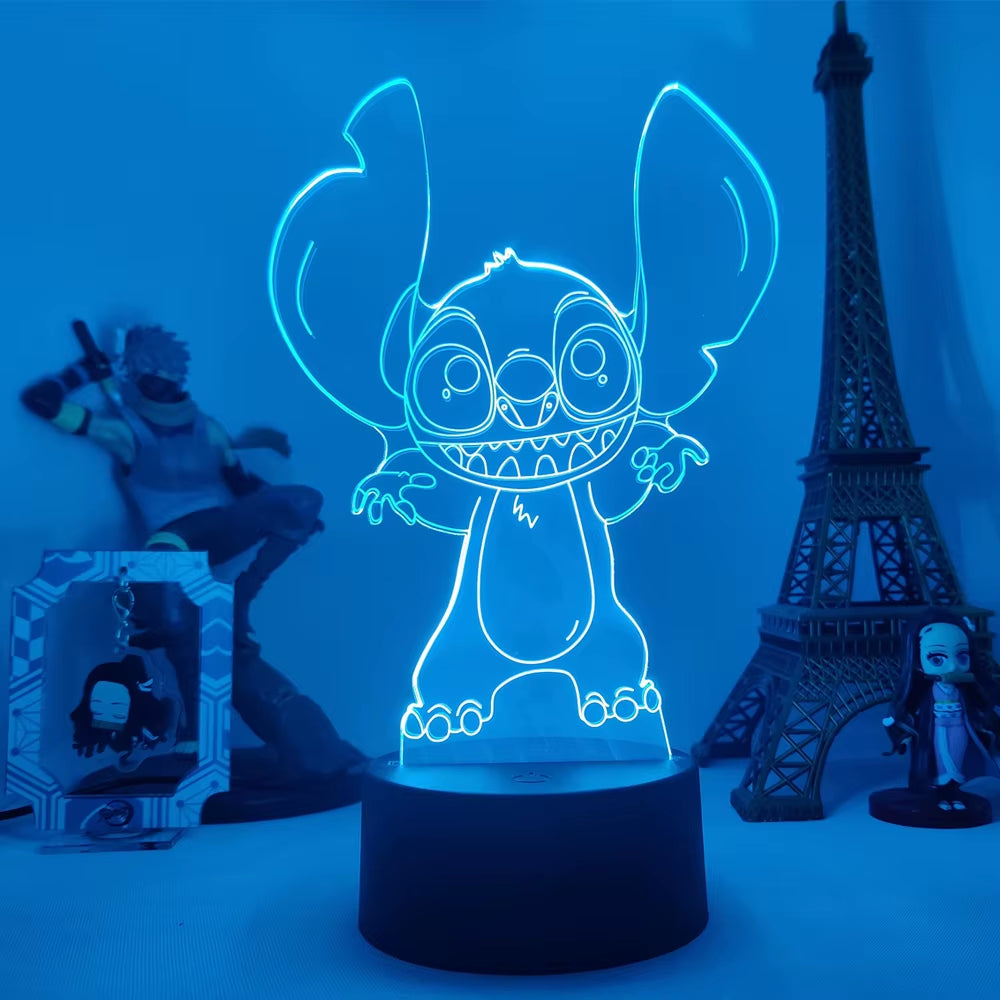 Lilo & Stitch Cartoon 7/16 Colors Creative 3D Lamp Anime Figure LED Night Lamp Touch Table Lamp Ornaments Kids Toys Gifts