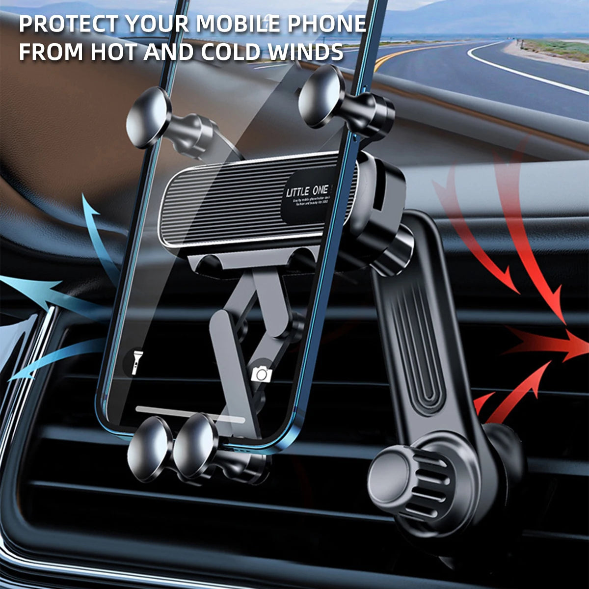 2024 New 360 Rotation Gravity Car Phone Holder Air Vent Clip Navigation Stand Telescopic Air Outlet Phone Support for 4.7-7 Inch