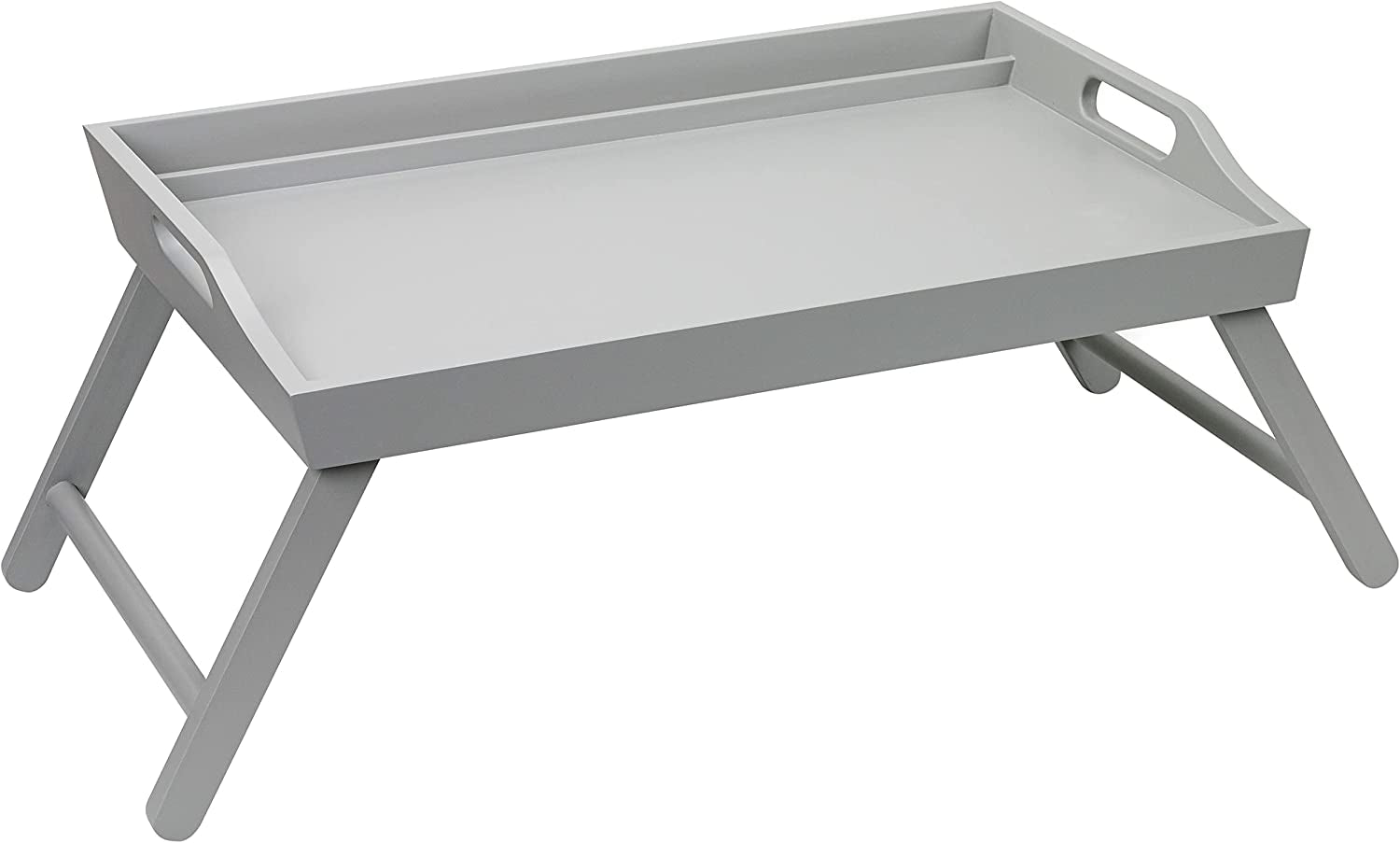 ROSSIE HOME Extra Large Wood Bed Tray, Lap Tray, Lap Desk with Phone Holder - Fits up to 17.3 Inch Laptops and Most Tablets - Calming Gray - Style No. 78105