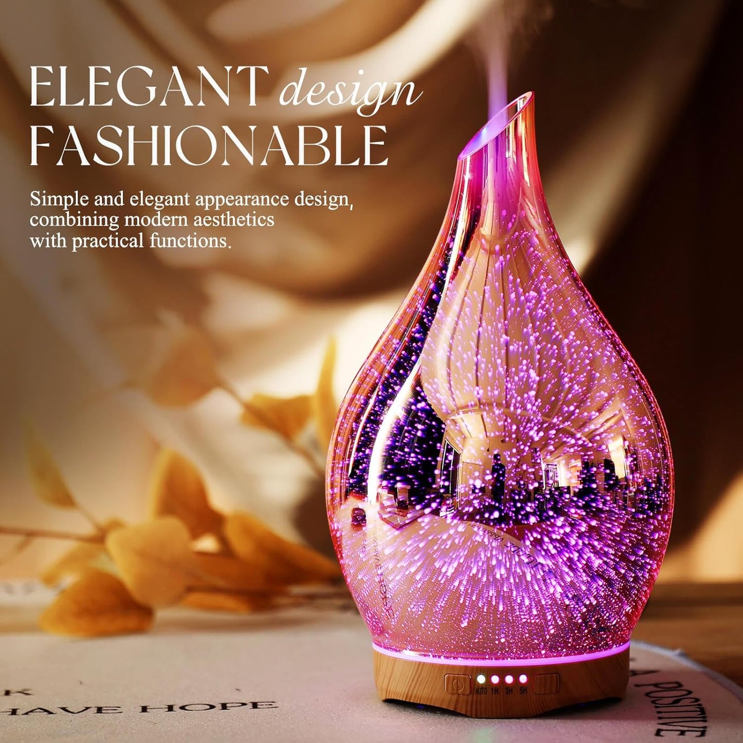 Porseme 280ML Essential Oil Diffuser, Aroma Ultrasonic Humidifier with Remote Control, BPA Free, Auto Shut-Off, Timer Setting