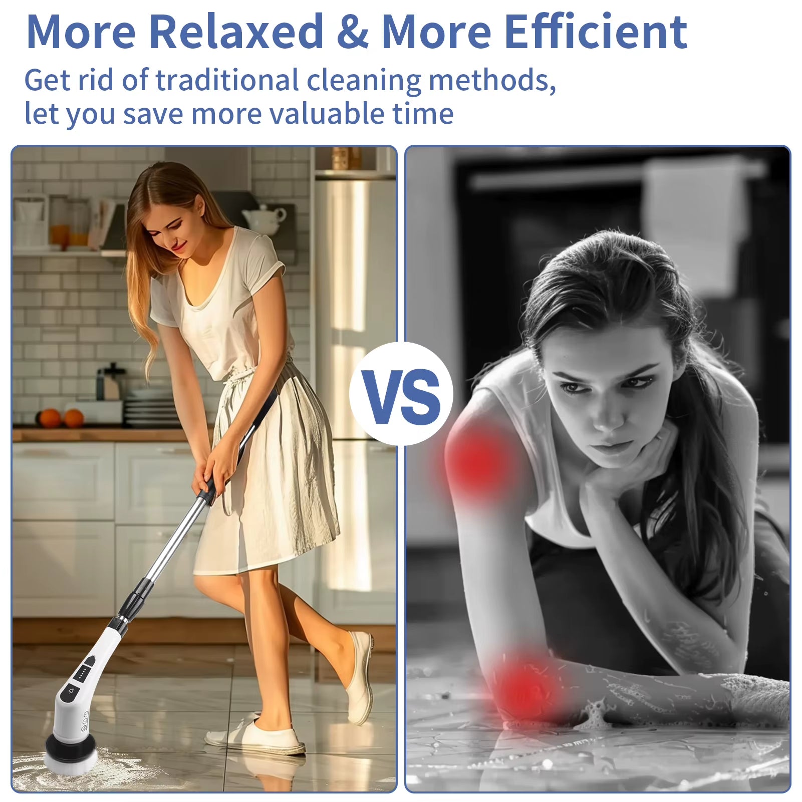 8-In-1 Electric Spin Scrubber Home Cordless Cleaning Brush 8 Heads 90Mins 3 Size 2 Speeds for Kitchen Bathroom Bathtub Glass Car