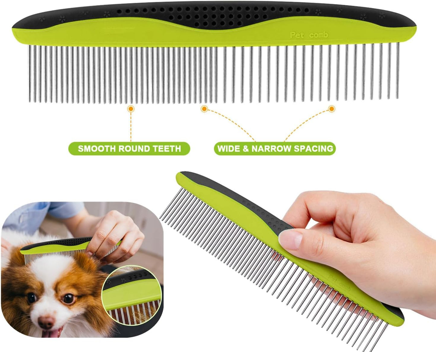 Pecute Pet Dematting Tool 2 Pack - Double Sided Undercoat Rake & Dematting Comb for Detangling Matted or Knotted Undercoat Hair, Great for Medium or Long-Haired Dogs & Cats