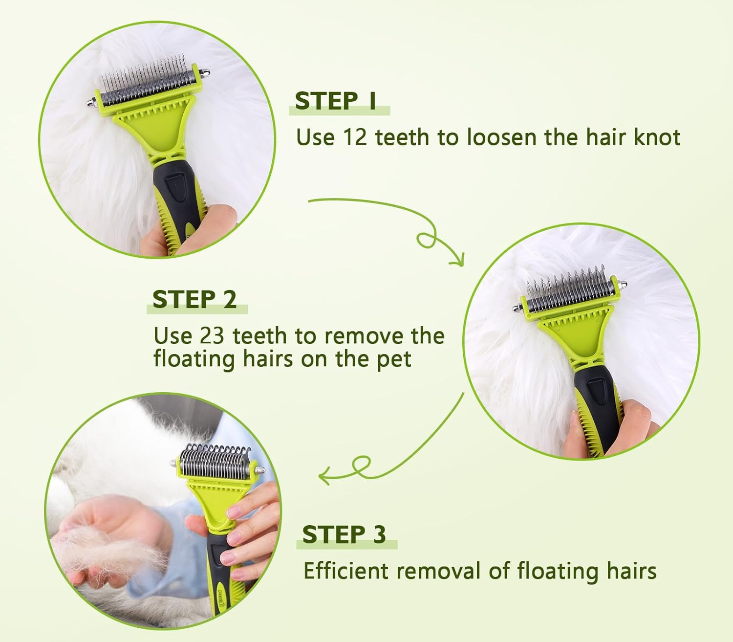 Pecute Pet Dematting Tool 2 Pack - Double Sided Undercoat Rake & Dematting Comb for Detangling Matted or Knotted Undercoat Hair, Great for Medium or Long-Haired Dogs & Cats