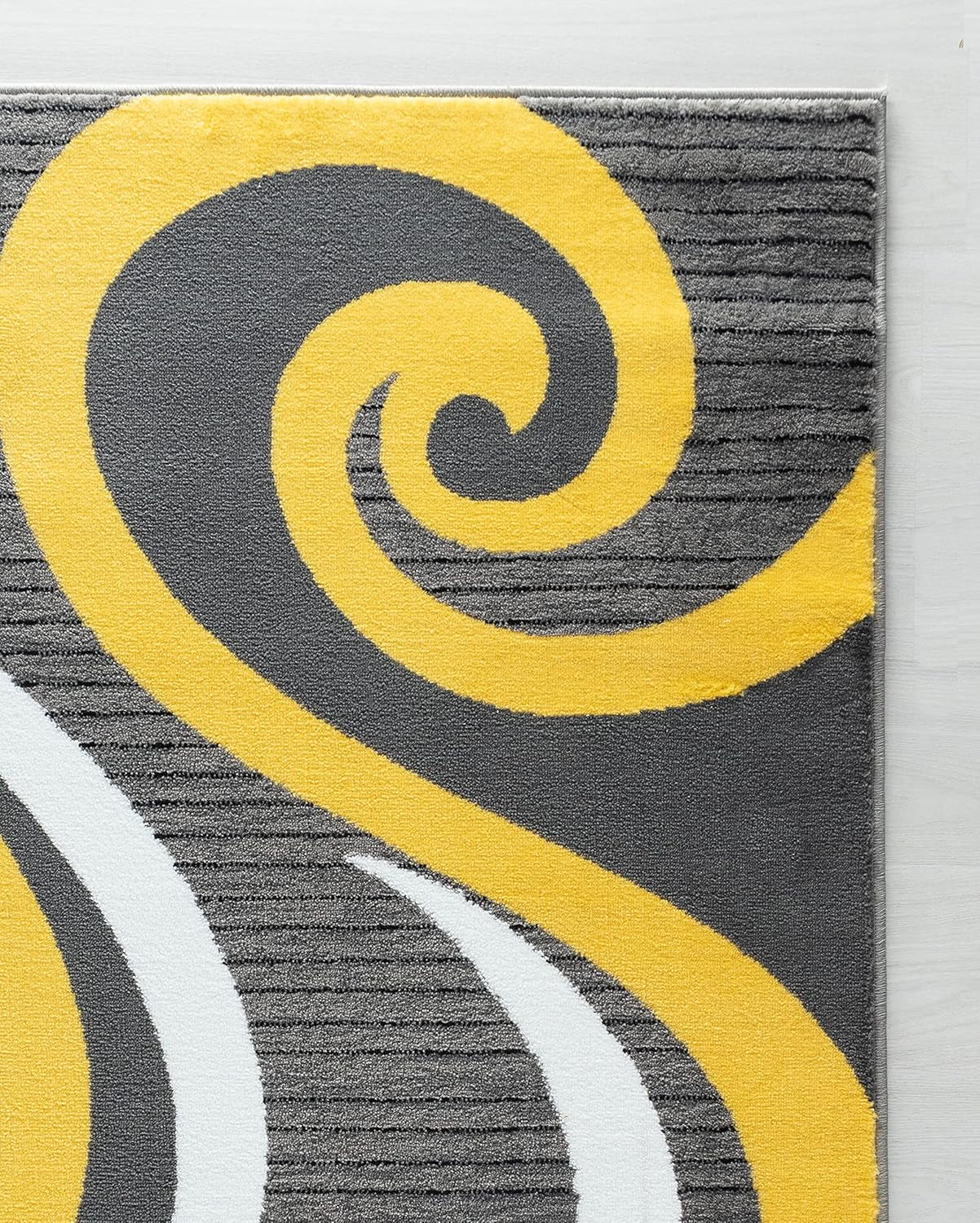 GLORY RUGS Modern Area Rug Swirls Carpet Bedroom Living Room Contemporary Dining Accent Sevilla Collection 4817A (Yellow, 4X6)