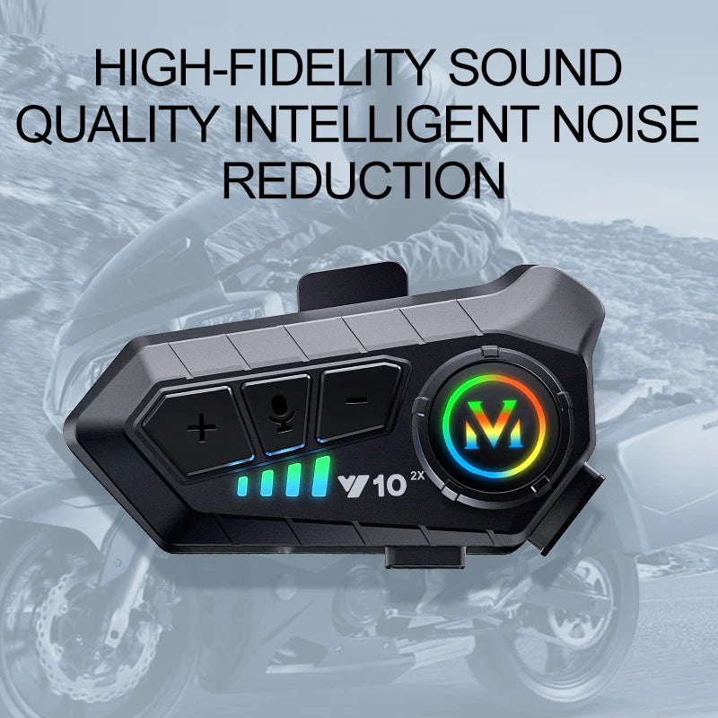 2PCS Y10 2X Helmet BT 5.3 for 2 Riders Intercommunicator 300M Waterproof Music Sharinmotorcycle Intercom Headsetg Interphone
