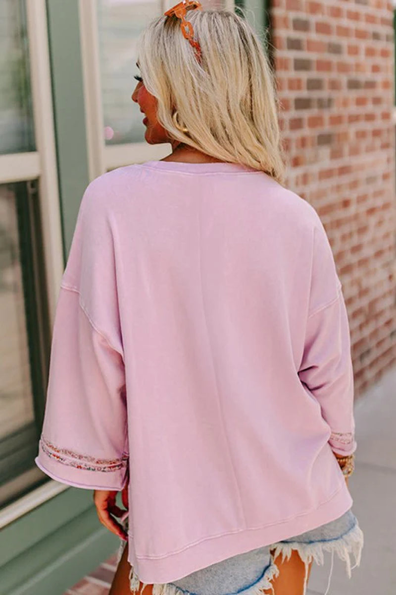 Drop Shoulder Wide Sleeve Casual Sweatshirts Top