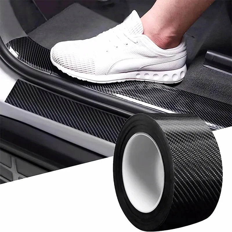 3D Nano Carbon Fiber Car Bumper Door Guard Protection Film 3M Car Door Sill Protector Sticker Black Waterproof anti Scratch Tape