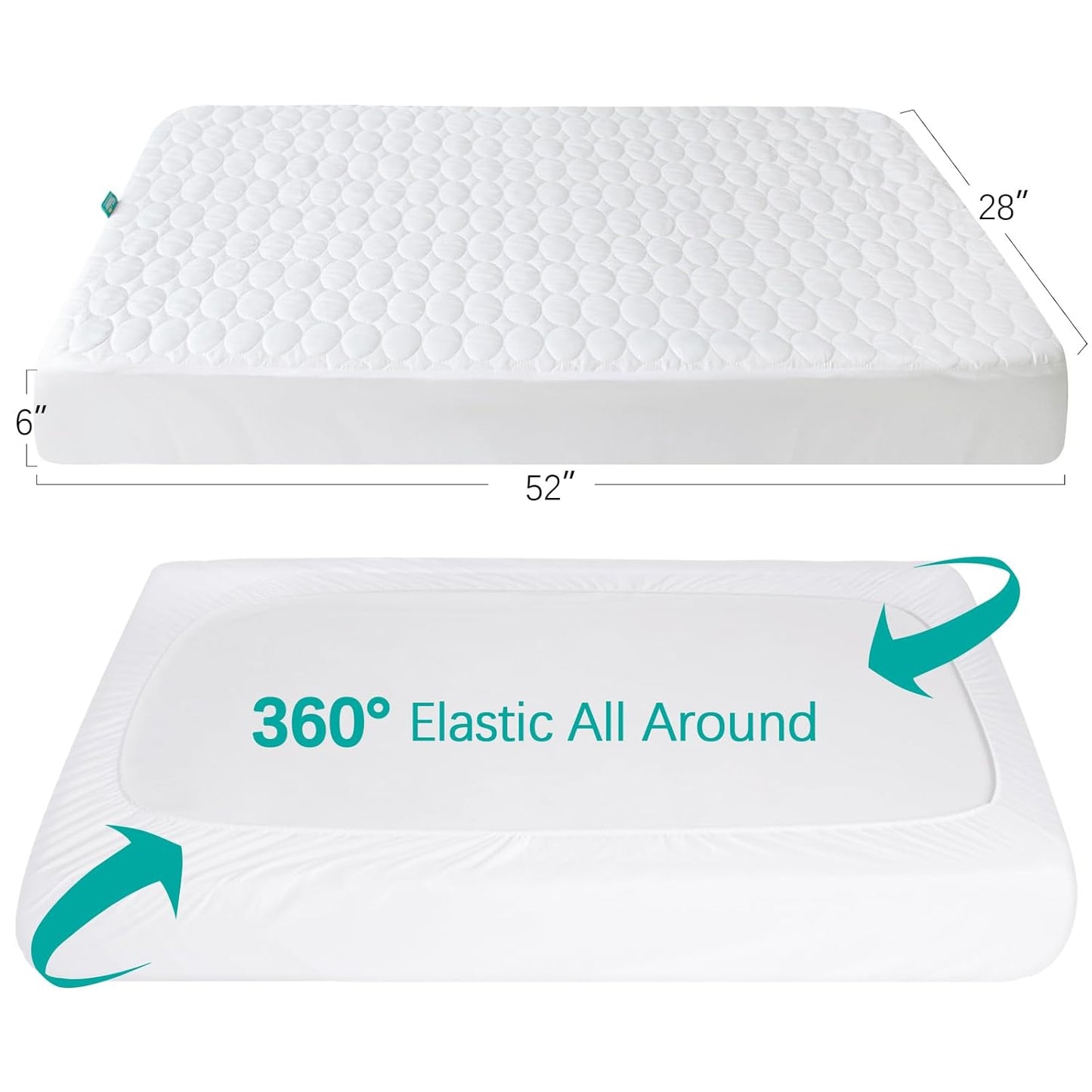 Crib Mattress Protector Pad Waterproof, Toddler Waterproof Crib Mattress Cover, Machine Washable & Dryer Fit Baby Toddler Bed Mattress Protector (Standard Size 52” X 28”)